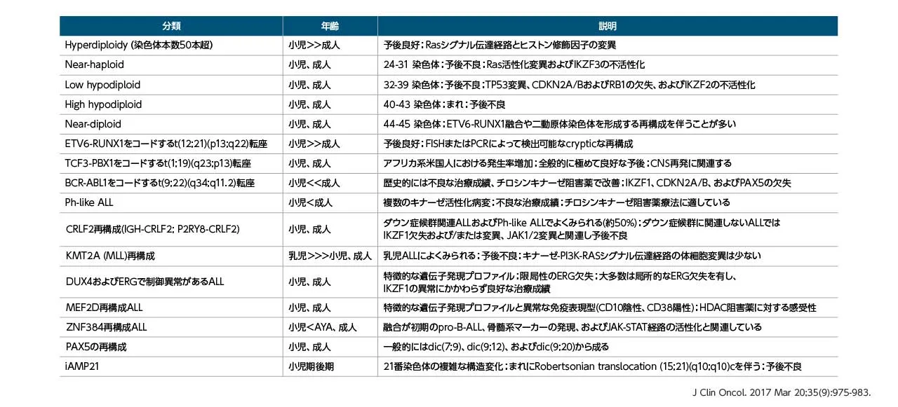 BCP-ALLの多様なサブタイプ